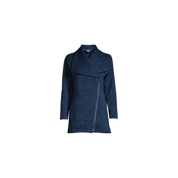 Lands’‎ End “Evening Blue Heather” Sweater Fleece Jacket Size M (10-12) - Picture 2 of 15